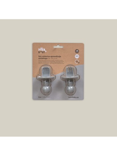 InterBaby silikonski set pribora za samostalno hranjenje, Petrol Grey