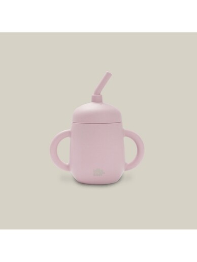 InterBaby silikonska čaša za malu djecu sa slamkom, Dark Pink