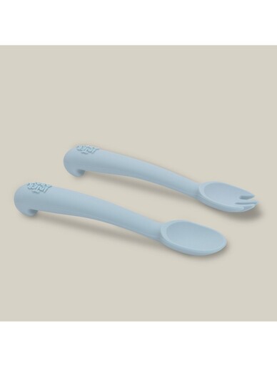 InterBaby silikonski set pribora za jelo, Blue Grey