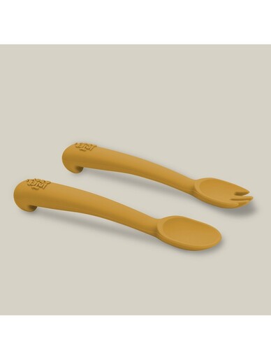 InterBaby silikonski set pribora za jelo, Earth Ocher