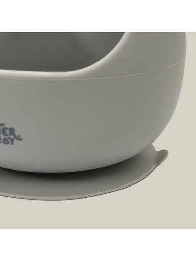 InterBaby silikonska zdjelica + žlica, Grey Petrol