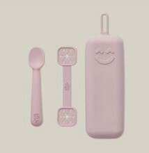 Interbaby set silikonskog pribora za jelo, Dark Pink