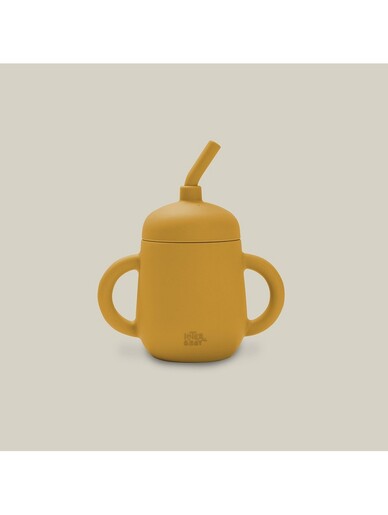 InterBaby silikonska čaša za malu djecu sa slamkom, Earth Ocher