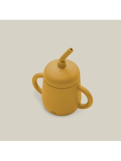 InterBaby silikonska čaša za malu djecu sa slamkom, Earth Ocher