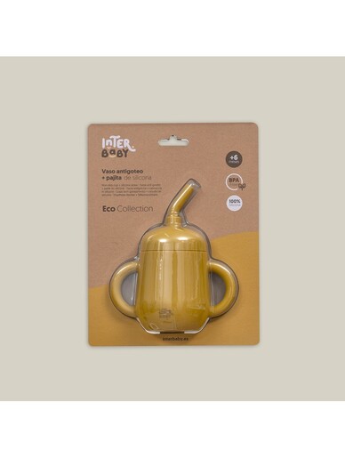 InterBaby silikonska čaša za malu djecu sa slamkom, Earth Ocher