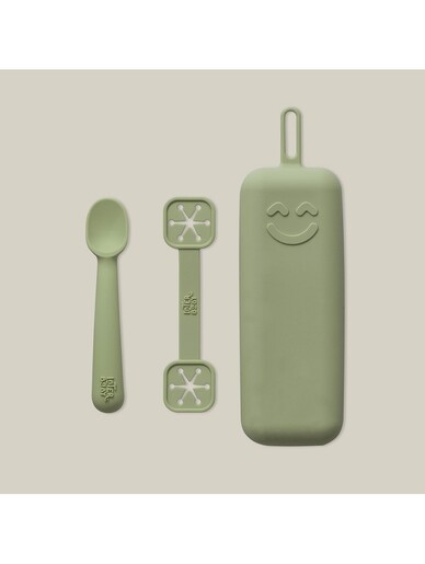 Interbaby set silikonskog pribora za jelo, Olive Green