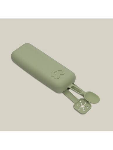 Interbaby set silikonskog pribora za jelo, Olive Green