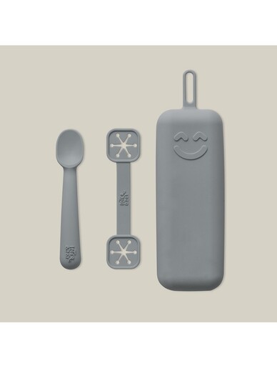Interbaby set silikonskog pribora za jelo, Petrol Grey