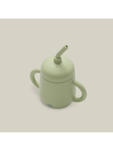 InterBaby silikonska čaša za malu djecu sa slamkom, Olive Green