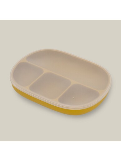 InterBaby silikonski tanjur s poklopcem, Earth Ocher