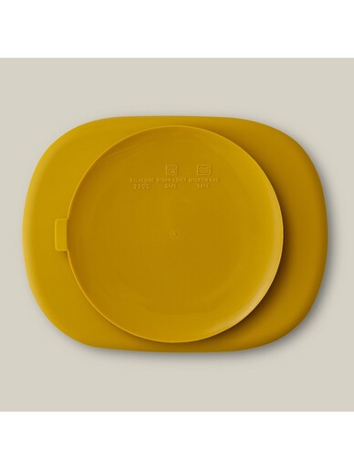 InterBaby silikonski tanjur s poklopcem, Earth Ocher