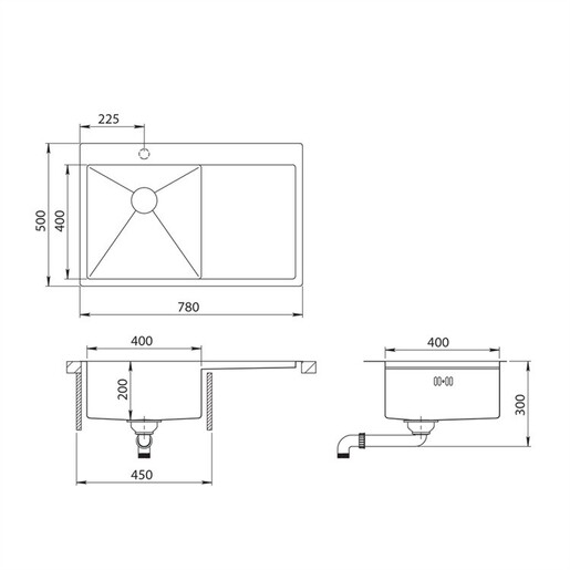 Set sudoper Luna 101 N-L + slavina Zora, krom mat