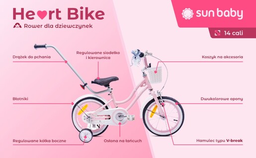 SUNBABY dječji bicikl Heart Bike 14", rozi