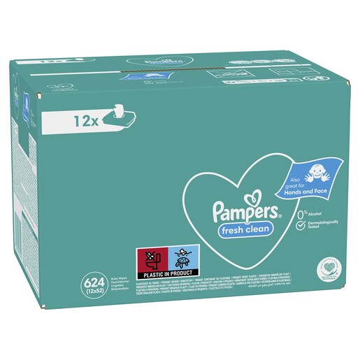 Pampers Fresh Clean vlažne maramice, 12x52 kom