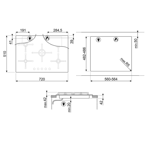 Smeg ploča za kuhanje PV175B3 Linea