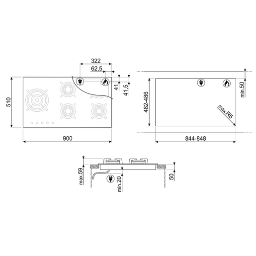 Smeg ploča za kuhanje PV695LCNR Dolce Stil Novo