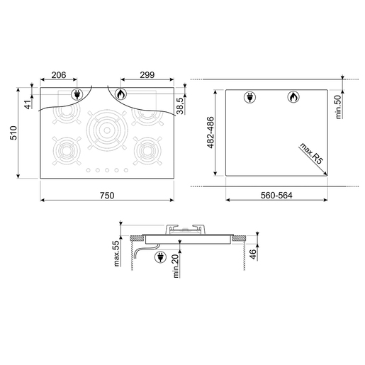 Smeg ploča za kuhanje PV675CNR Dolce Stil Novo