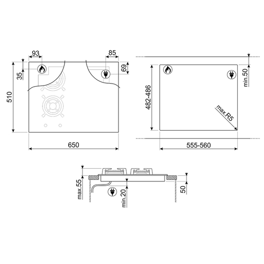 Smeg ploča za kuhanje PM3643D Classica