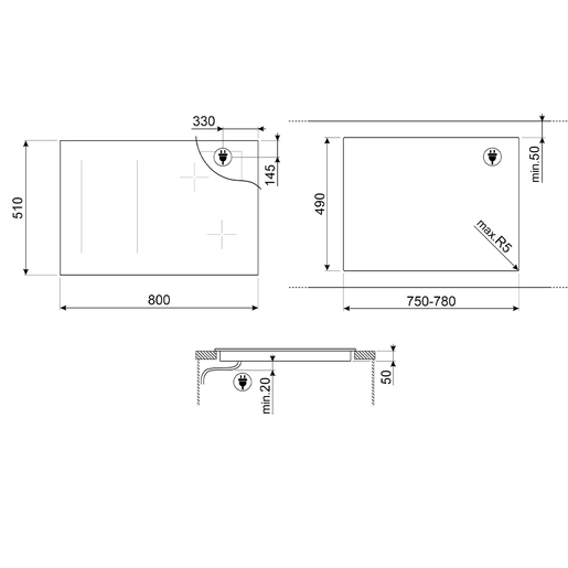 Smeg ploča za kuhanje SIM6964R Dolce Stil Novo