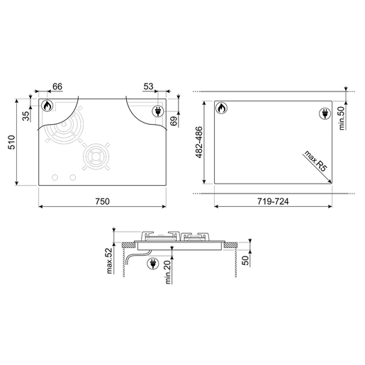 Smeg ploča za kuhanje PM3743D Classica