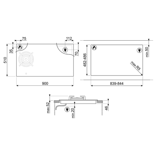 Smeg ploča za kuhanje PM6954R Dolce Stil Novo