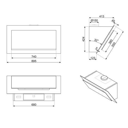 Smeg kuhinjska napa KV194B3 Linea