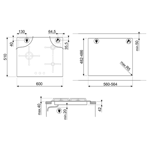 Smeg ploča za kuhanje PV164B3 Linea