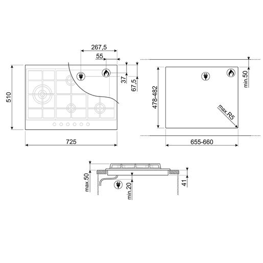 Smeg ploča za kuhanje PX375LMB Classica