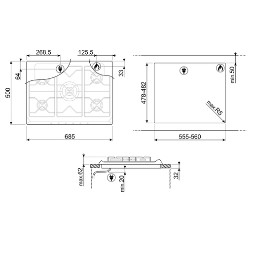 Smeg ploča za kuhanje SR775PO Cortina
