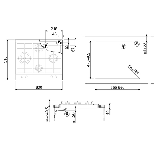 Smeg ploča za kuhanje PX364L Classica
