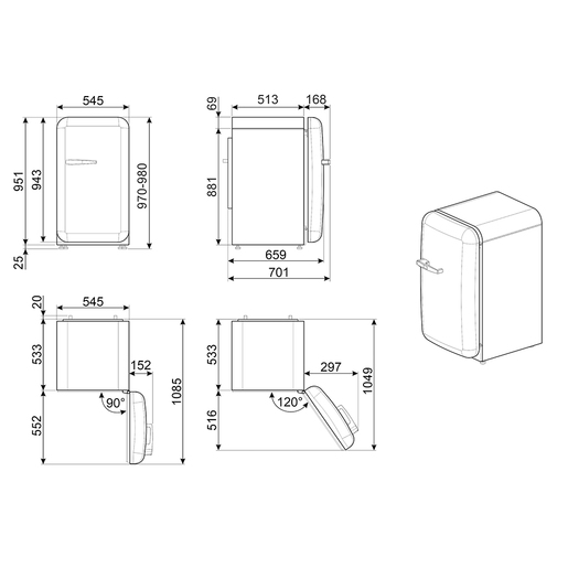 Smeg hladnjak FAB10RBL5 50's Style