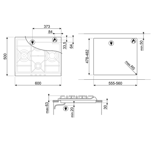Smeg ploča za kuhanje SR764AO Cortina