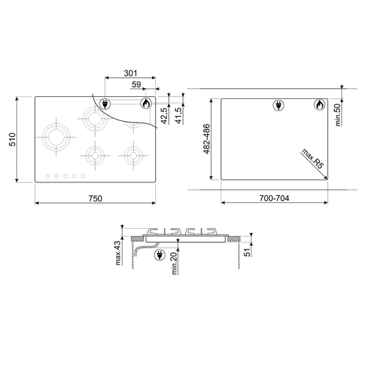 Smeg ploča za kuhanje PXL675L Dolce Stil Novo