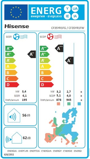 Hisense klima uređaj Expert Smart CF35YR1FG/CF35YR1FW 3,4kW + WIFI