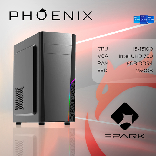 Phoenix SPARK Y-131, Intel Core i3-13100, 8GB RAM, 250GB M.2 SSD, Intel UHD Graphics 730, NoOS, stolno računalo