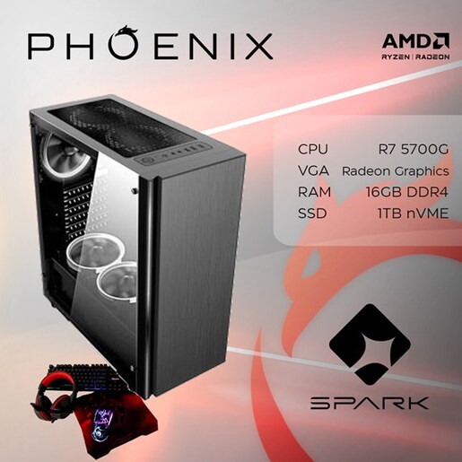 Phoenix SPARK Y-133, AMD Ryzen 7 5700G, 16GB RAM, 1TB M.2 SSD, AMD Radeon Graphics, NoOS, stolno računalo