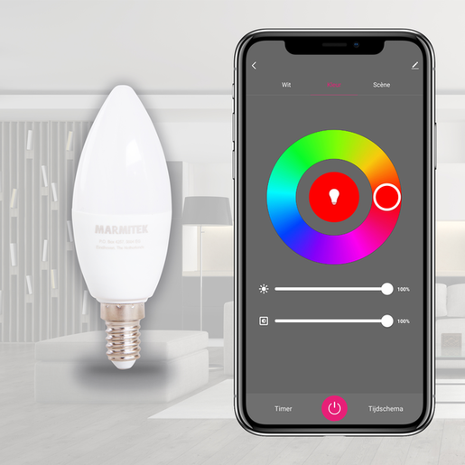 MARMITEK pametna Wi-Fi LED žarulja u boji - E14, 4.5W