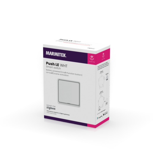 MARMITEK Zigbee pametni zidni prekidač - na baterije, višenamjenski gumb, bijeli