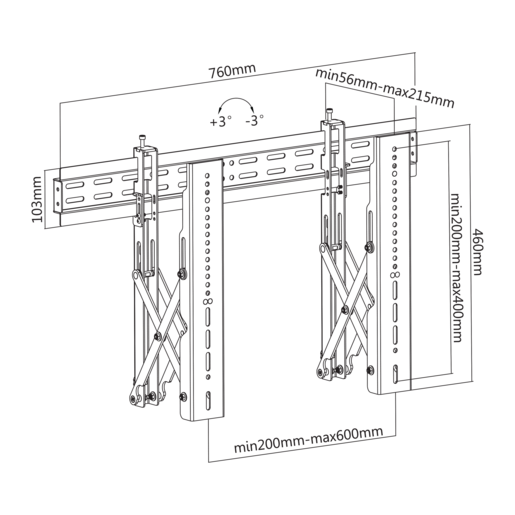 SBOX zidni nosač LVW02-46F, 37-70", do 45kg, 600x400