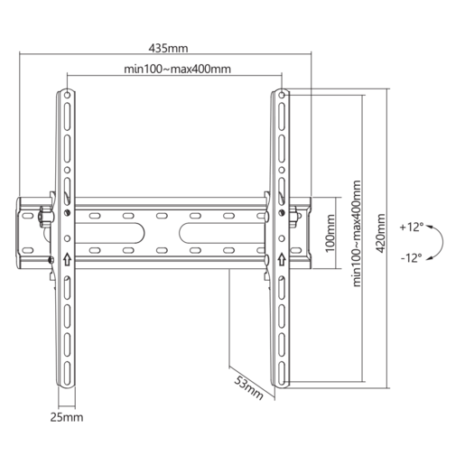 SBOX zidni nosač PLB-2544T-2, 32-70", do 45kg, 400x400