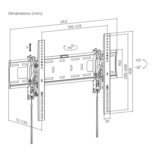 SBOX zidni nosač PLB-6546T-2, 37-80", do 75kg, 600x400