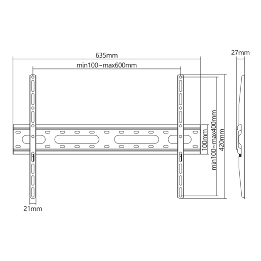 SBOX zidni nosač PLB-2546F-2, 37-80", do 45kg, 600x400