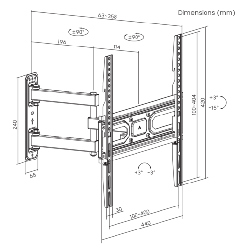 SBOX zidni nosač PLB-3644-2, 32-55", do 35kg, 400x400