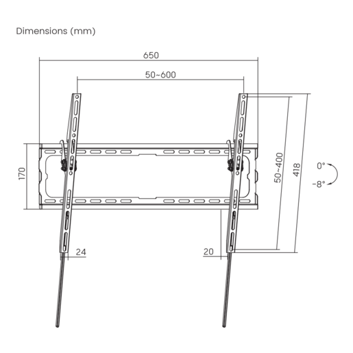 SBOX zidni nosač PLB-3446T-2, 37-80", do 45kg, 600x400