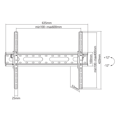 SBOX zidni nosač PLB-2546T-2, 37-80", do 45kg, 600x400