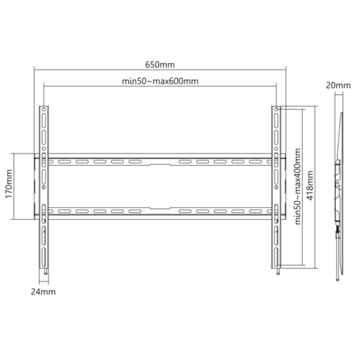 SBOX zidni nosač PLB-2264F-2, 37-80", do 45kg, 600x400