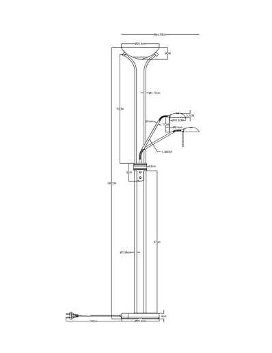 Podna svjetiljka LEONAS (Ø25,5 cm), LED, IP20, crna