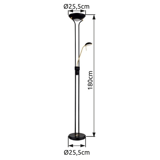 Podna svjetiljka LEONAS (Ø25,5 cm), LED, IP20, crna