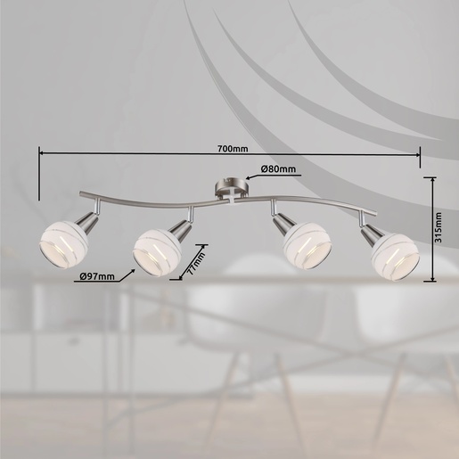 Stropni reflektor ELLIOTT, 4xE14 LED, IP20, srebrna