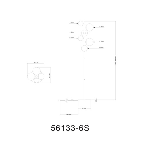 Podna svjetiljka RIHA, LED, IP20, crna